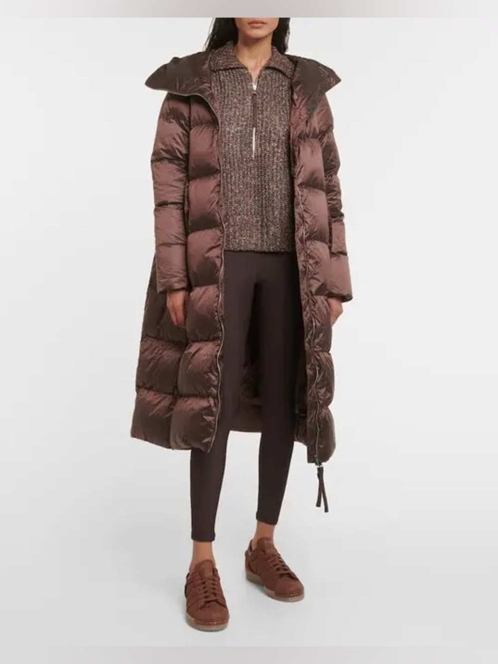 Varley Long Down Puffer Coat / Jacket / dark truffle metallic / small - Picture 6 of 13